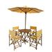 Salute 6-piece Bamboo Patio Set with Round Table and Umbrella by Havenside Home