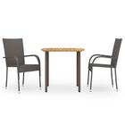 vidaXL 3-tlg. Garten-Essgruppe Poly Rattan Braun