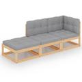 3-tlg. Garten-Lounge-Set mit Kissen Kiefer Massivholz