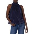 Sugar Lips Women's Amerie Pleated Halter Top Blouse, Navy, Large