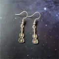 Boucles d'oreilles violon couleur argent vieilli boucles d'oreilles violoncelle breloque musique