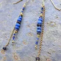 Boucles d'Oreilles Lapis Lazuli Plaqué Or