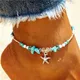 Bracelets de cheville à pendentif étoile de mer pour femmes Vintage perles de pierre de plage