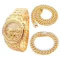 Montre Hip Hop pour Homme Glacé Pavé de Strass Miami Curb Cubain JOCZ Bling Pendentifs de la