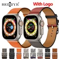 Bracelet à boucle en cuir véritable avec logo pour Apple Watch Ultra bracelet bracelet iWatch 8