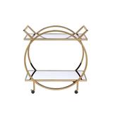 Glam Traverse Kitchen Serving Cart with 2 Shelf, Champagne & Mirrored