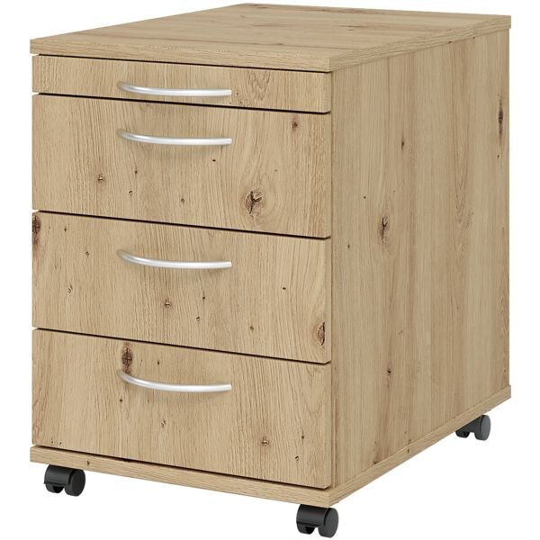 HAMMERBACHER Rollcontainer »Home Office« Kunstoffbogengriffe braun, 42.8x59x58 cm