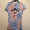 American Eagle Outfitters Tops | American Eagle Graphic Tee | Color: Blue/Pink | Size: L