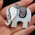 Pendentif en nacre blanche naturelle éléphant porte-bonheur coquillages breloques pour collier à