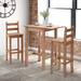 Wood Bar Height Dining Set of Drop Leaf Table and 2 Chairs Corona Collection | Furniture Dash
