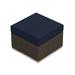 Wade Logan® Buckholtz Outdoor Ottoman w/ Cushion, Wicker in Gray | 17.25 H x 23.5 W x 23.5 D in | Wayfair 034E653492CF484391E485C8A29BB009