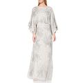 Amelia Rose Women's Embellished Batwing Drop Waist Maxi Dress Cocktail, Grey, 14