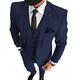 Men's Navy Blue Business Suits Two Button 3 Piece Slim Fit Notch Lapel Wedding Tuxedos Suit 42/36