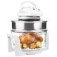 Andrew James Premium Halogen Oven with Spare Bulb 1400W with Accessories Self Clean Function & Recipes | 12-17L Cooker & Lid | Adjustable Temp & Timer | Incl. 5L Extender Ring Rack Tray (White)