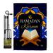 Ornament Collection Happy Ramadan 2-Sided Polyester 18.5 x 13 in. Flag Set in Black/Blue | 18.5 H x 13 W in | Wayfair