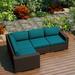 Wade Logan® Buckholtz 94" Wide Outdoor Patio Sectional w/ Sunbrella Cushions All - Weather Wicker/Metal in Brown | 35 H x 94 W x 29.5 D in | Wayfair