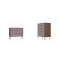 Rockefeller 5-Drawer and 3-Drawer Nature and Rose Pink Dresser Set - Manhattan Comfort 180GMC6