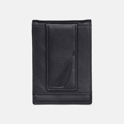 Nautica Men's Leather Front Pocket Wallet True Black, OS