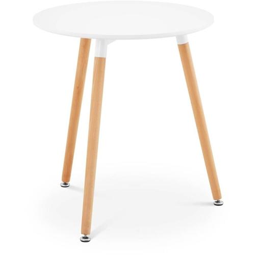 Tisch rund ø 60 cm Holztisch 100 kg Bistrotisch 3 Tischbeine Buche Küchentisch – Weiß