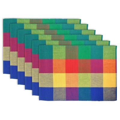 Ribbed Rainbow Cotton Placemats - 19" - Multicolor - Set of 6