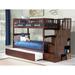 Columbia Staircase Bunk Bed Twin over Twin with Twin Trundle in Walnut