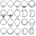 ZS – anneau de nez rond en acier inoxydable 316L 1 pièce bijoux de Piercing de lèvre en cristal