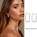 Boucles d'oreilles carrées minimalistes pour femmes et filles Huggie rectangles pendantes en