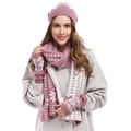 Bienvenu Women Lady Winter Warm Knitted Snowflake Hat Gloves and Scarf Winter Set, Purple, One Size