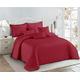 3 Pieces Embossed Soft Quilted Bedspread Comforter Set Pom Pom Bordered Design Bed Throw With Pillow Sham (Red, Superking)