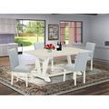 Red Barrel Studio® 4 - Person Acacia Solid Wood Dining Set Wood/Upholstered in White | 30" H x 72" L x 40" W | Wayfair