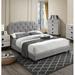 Red Barrel Studio® Solid Wood Tufted Upholstered Platform Bed Upholstered in Gray | 43 H x 62 W x 85 D in | Wayfair