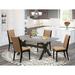 Red Barrel Studio® 4 - Person Acacia Solid Wood Dining Set Wood/Upholstered in Brown/Gray | 30 H x 36 W x 60 D in | Wayfair