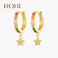 ROGHTS-Boucles d'oreilles créoles étoile en argent regardé 925 pour femme boucles d'oreilles