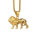 Collier de Lion en acier inoxydable pour femmes et hommes pendentif tête de Lion de couleur or