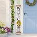 Glitzhome 60"H Wooden Christmas Welcome Porch Sign with 4 Floral Wreaths