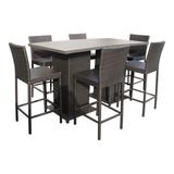 Barbados Pub Table Set w/ Barstools 8 Piece Outdoor Patio Furniture