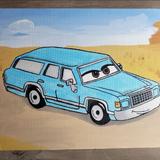 Disney Art | 8 X 10 Disney Pixar Cars Motor Turner Painting | Color: Blue/Tan | Size: Os