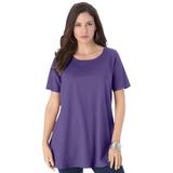 Plus Size Women's Swing Ultimate Tee with Keyhole Back by Roaman's in Midnight Violet (Size 2X) Short Sleeve T-Shirt