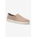 Extra Wide Width Women's Aviana Slip On Sneaker by Bella Vita in Almond Suede Leather (Size 8 1/2 WW)