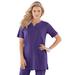 Plus Size Women's Notch-Neck Soft Knit Tunic by Roaman's in Midnight Violet (Size M) Short Sleeve T-Shirt