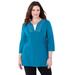 Plus Size Women's Suprema® Lace Trim Duet Top by Catherines in Deep Teal (Size 3X)