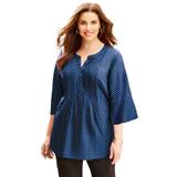 Plus Size Women's GEORGETTE PINTUCK BLOUSE by Catherines in Blue Dot (Size 3X)