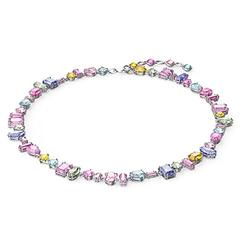 Swarovski Gema Halskette, Rhodinierte Damenkette mit Mehrfarbigen Swarovski Kristallen