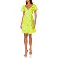 French Connection Women's Classic Crepe Light Woven Dress, Lime Punch, 16