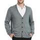 Kallspin Men's Big & Tall Cardigan Sweater Cashmere Wool Blend V Neck Buttons Cardigan with Pockets(Light Grey,L-Tall)