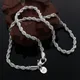 Collier en argent Sterling 925 pour hommes et femmes chaîne en argent de 4mm corde torsadée