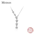 MODIAN-Collier pendentif en forme de Y pour femme pentagramme scintillant argent regardé 925 lien