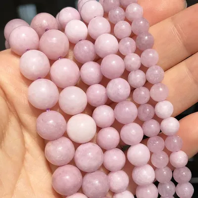 Perles libres en pierre Kunzite Spodumene violette perle ronde pour faire des bijoux écarteur