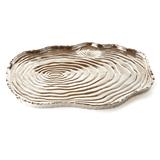 Botanic Collection Titanium Porcelain Tree Bark Tray 16 x 10" Silver