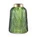 A&B Home Green and Gold 10-inch Fern Leaf Glass Vase